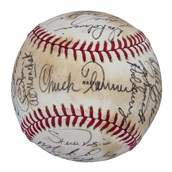 1980 Pittsburgh Pirates Team Signed OAS Kuhn Baseball with 30 Signatures Including Stargell and Blyleven (JSA)